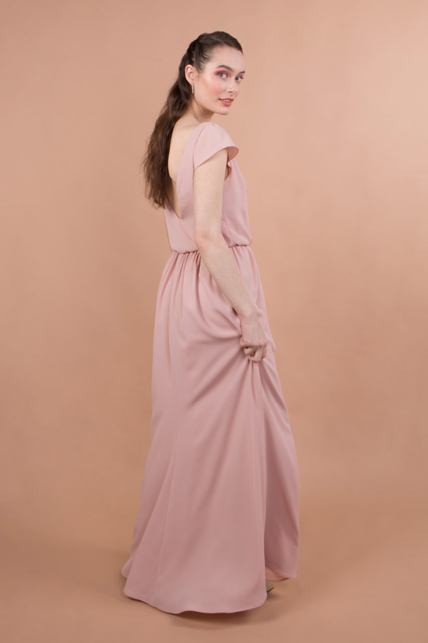 Robe d'invitée mariage longue avec petites manches